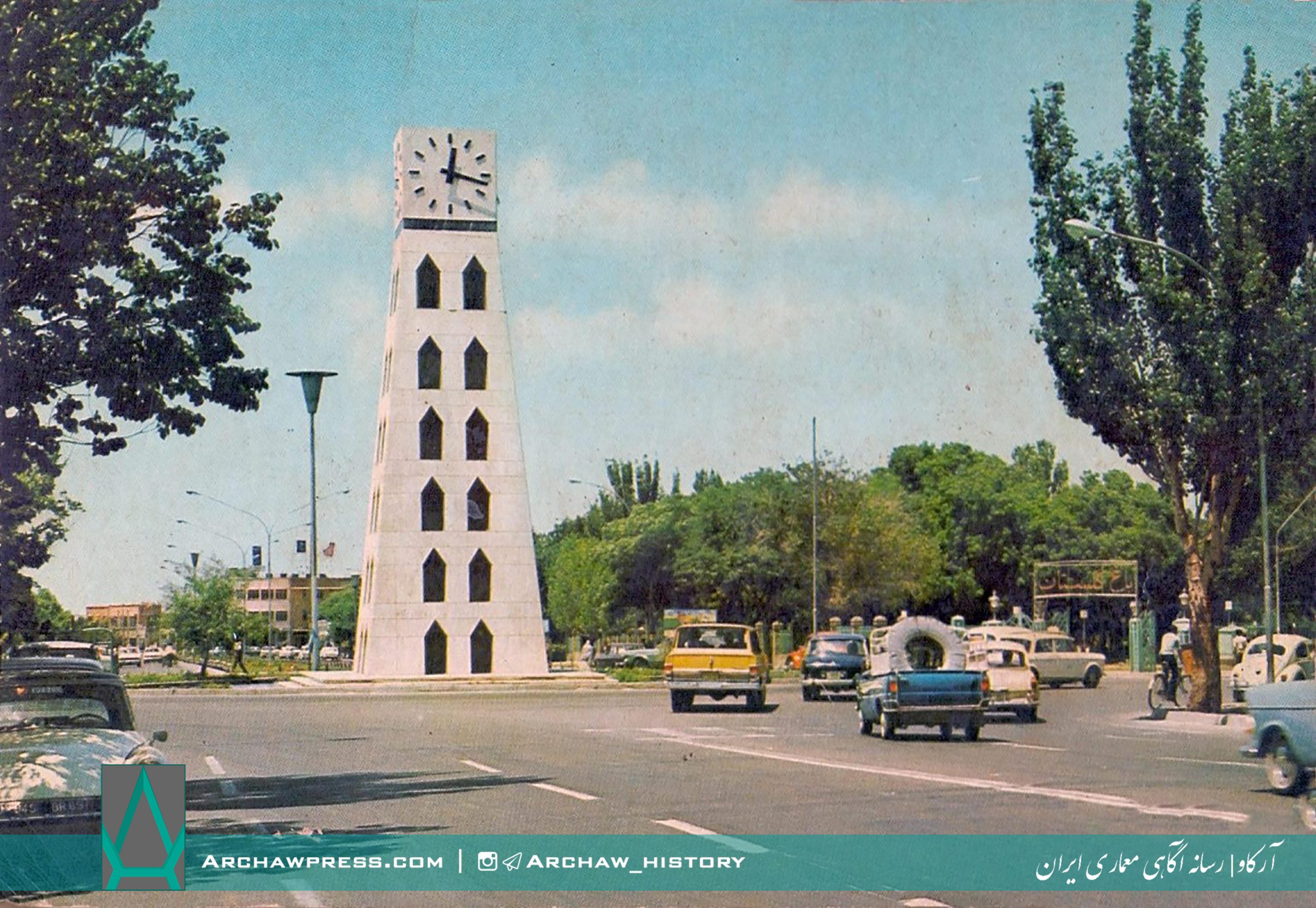 عکس قدیمی فلکه باغ گلستان،خیابان پهلوی - تبریز | آرکاو | رسانه آگاهی معماری ایران