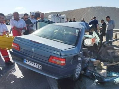تصادف مرگبار پژو با کامیون در آزادراه پیامبر اعظم با ۶ فوتی