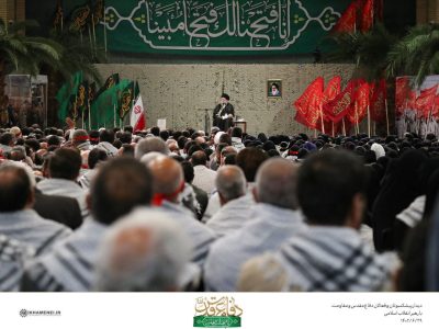 مهمانان ویژه رهبر انقلاب در حسینیه امام خمینی +عکس