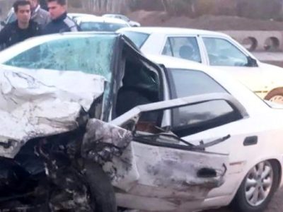 ۳ کشته و زخمی در تصادف هولناک زانتیا با پیکان در جاده اهر _ تبریز 