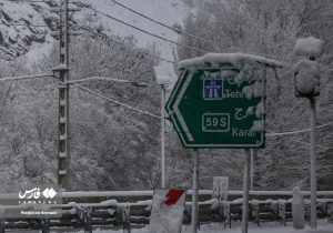(تصاویر) بارش برف در جاده چالوس