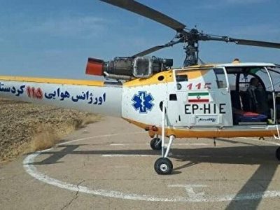  انتقال کودک مصدوم با بالگرد اورژانس هوایی به بیمارستان کوثر سنندج