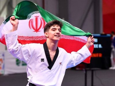 جشن قهرمانی نقی ئی با پرچم مقدس ایران/ ویدئو