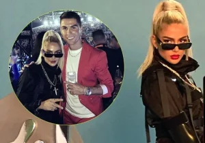 بوسه جنجالی خواننده مشهور زن برای کریس رونالدو