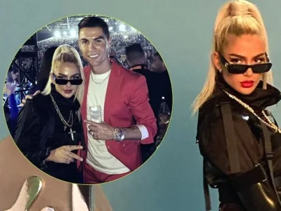 بوسه جنجالی خواننده مشهور زن برای کریس رونالدو